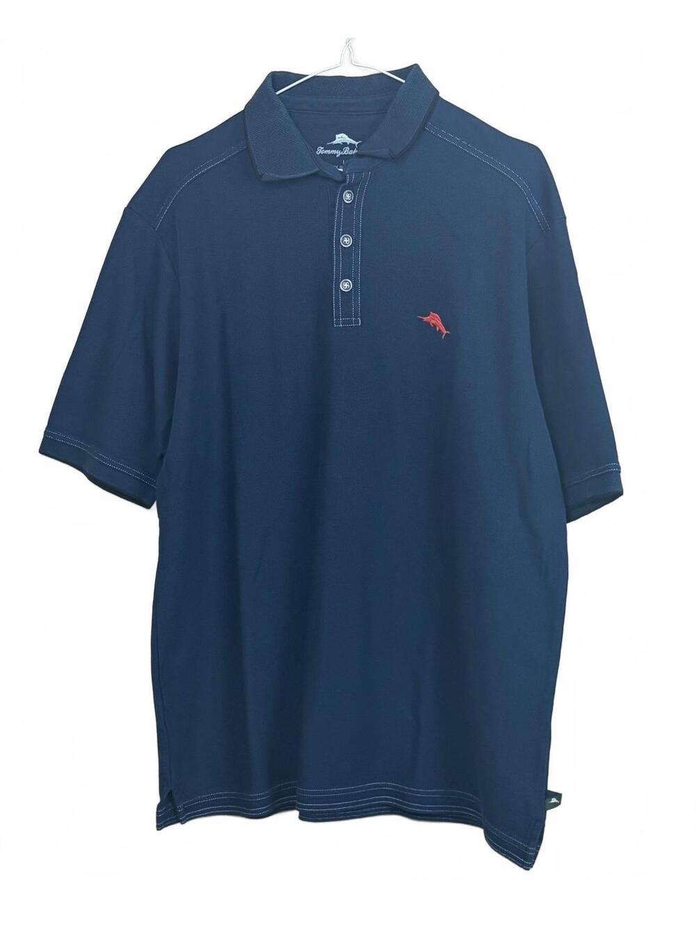 Tommy Bahama Men's Large Navy Blue Polo Shirt, 62% Pima Cotton, 38% Polyester
